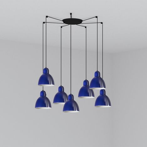 Faro Venice Lámpara colgante Cluster Drop 7 luces azul cobalto