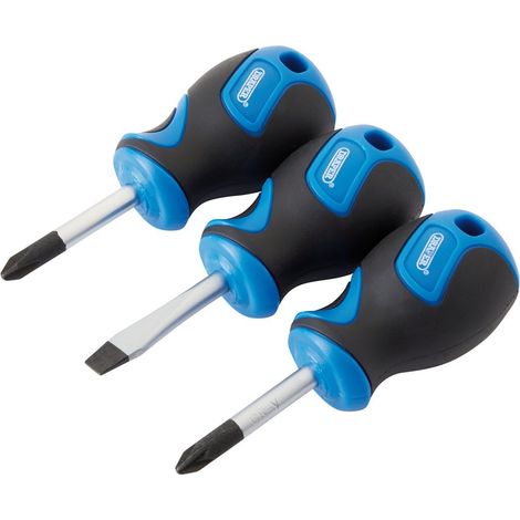 Draper 32604 - Set di cacciaviti di precisione, impugnatura morbida e tozza, inserti sagomati, set di utensili manuali, cacciaviti Phillips e a testa piatta, punte sabbiate con sabbia (1/2)