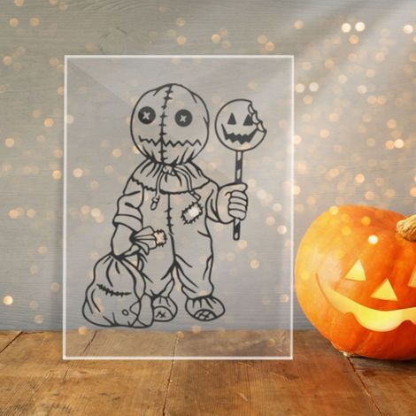 Ornement Acrylique Halloween - Motif Effrayant Transparent - Décoration Murale Intérieure - 14x21cm (1/5)