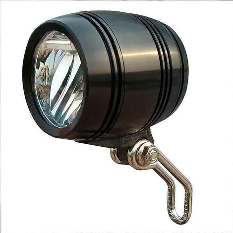 Phare avant de vélo pour dynamo de moyeu avec câble de feu arrière, compact et lumineux. (1/4)