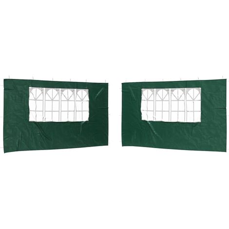 vidaXL Party Tent Sidewall 2 pcs 400 x 195 cm Green PE and Steel