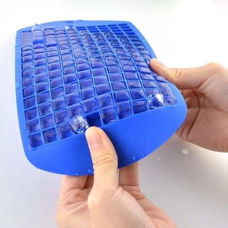 Bac à glaçons en silicone alimentaire, 160 compartiments, moule à glace pilée, petits glaçons carrés de 1 cm, boîte à glaçons, en stock avec granulés de glace. (1/2)