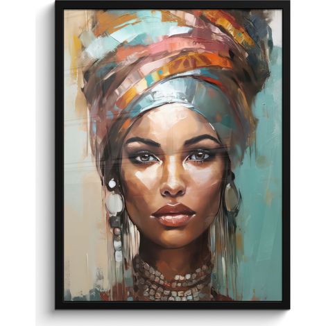 AFFICHE ENCADRÉE Femme - Art - Bijoux - Portrait Tableau Décoration Murale 60x80 (1/5)
