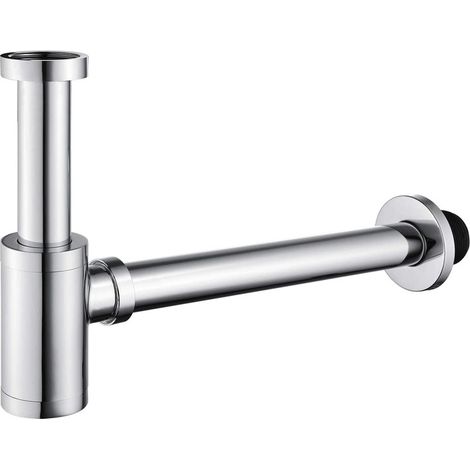QAZQA Siphon en laiton 1-1/4 pour salle de bain, siphon en laiton pour évier, kit de plomberie pour toilettes, standard US/CA, Chrome lisse