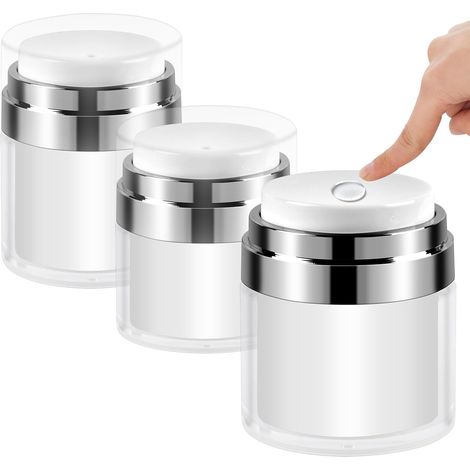 Lot de 3 pots à pompe airless, flacons distributeurs à pompe airless de 15 ml, 30 ml et 50 ml, pots de crème de voyage sous vide, récipients vides pour crème hydratante à pompe.