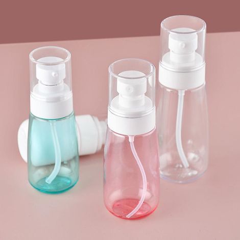 Lot de 3 flacons vaporisateurs réutilisables en plastique transparent de 30 ml pour les voyages - Flacons vides pour les soins de la peau, le maquillage, les parfums et les cosmétiques (1/5)