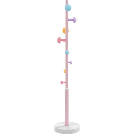 Porte-manteau sur pied pratique 172 x 35 x 35 cm 8 patères et base stable style moderne en fer rose (1/5)