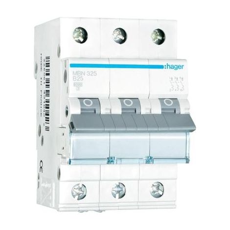 Hager MBN325 interruptor automático 3 polos blanco 25 A carril DIN