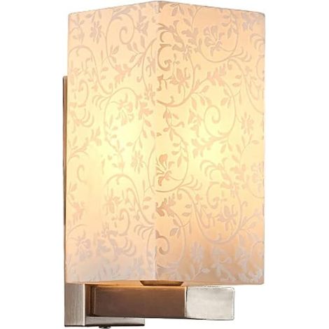 Applique Murale rectangulaire d'intérieur, Support en Fer à galvanoplastie + Abat-Jour en Verre à Motifs Blancs, éclairage E27, Appliques de Chambre à Coucher de Salon Minimaliste Moderne (1/5)