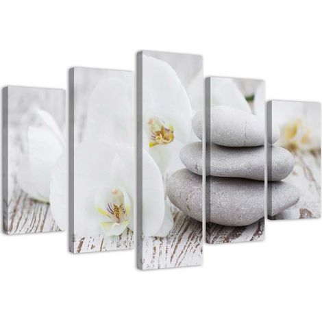 Quadro Multipannello Pietre termali Zen Orchid - 200x100 (1/5)