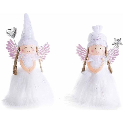 Angioletti Natalizi in Pelliccia Sintetica da Appoggiare o Regalare Confezione da 8 Addobbi Natalizi Altezza da 7 a 13 Cm (1/2)