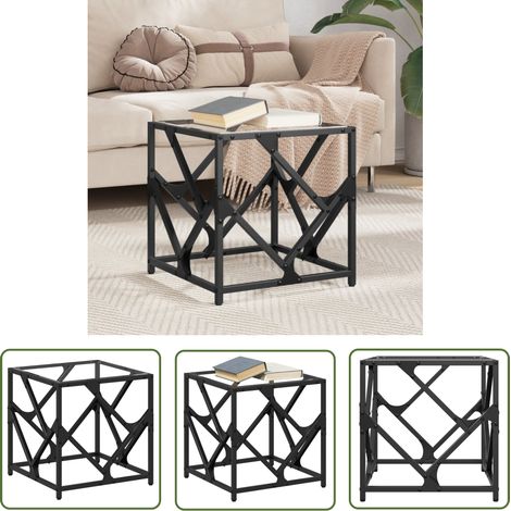 The Living Store Couchtisch mit Glasplatte Transparent 40x40x41 cm Stahl - Couchtisch - Wohnzimmerstil - Glastisch - Esszimmertisch - Sidetable (1/5)