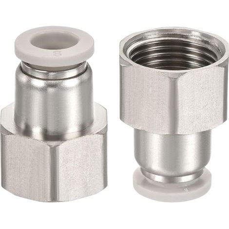 2 Paquet 3/8PT Femelle Filetage Tuyau Nickelé Cuivre Argent (1/5)
