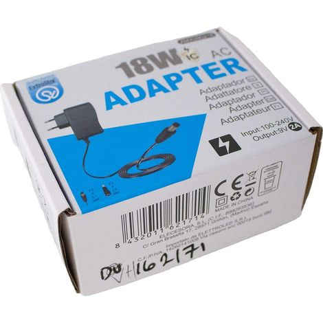 Alimentatore Trasformatore 9V 2A 18W Caricatore 9V Con DC JACK Maschio 5,5mmX2,1mm e 5,5mmX2,5mm (1/2)