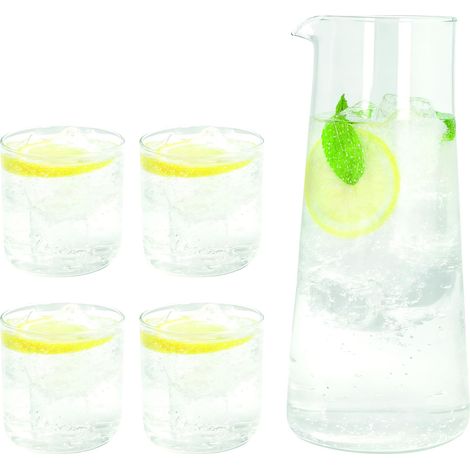 ensemble de 4 verres 330 ml + carafe 1,5 L, verre, transparent (1/2)