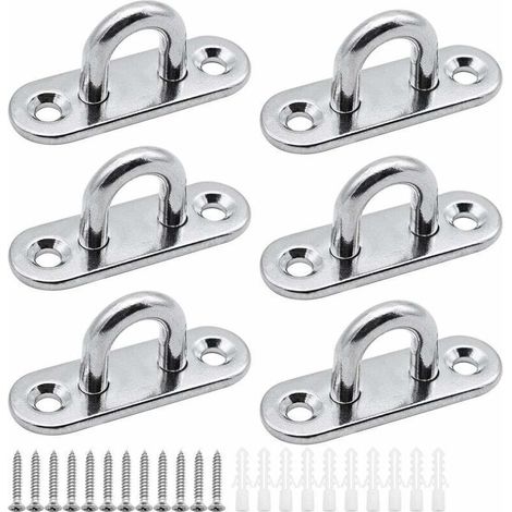 Set mit 6 Ösenplatten, Edelstahl-Abdeckplatte, 5 mm Baumplatte, Hochleistungs-Befestigungshaken für Wandhaken, Hängestühle, Markisen, Bootszubehör usw.