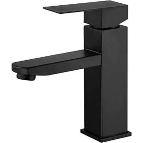 Robinet Lavabo - Mitigeur À Levier Unique - Acier Inoxydable SUS304 - Finition Noir Mat - Raccord 3/8 Pouces - Hauteur Max 30 mm - Ouverture 35 mm - 1 Pièce (1/5)