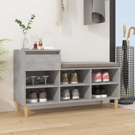 Meuble à Chaussures Étagère à Chaussures - Gris béton 102x36x60 cm Bois d'ingénierie BV296668 - BonneVie (1/5)