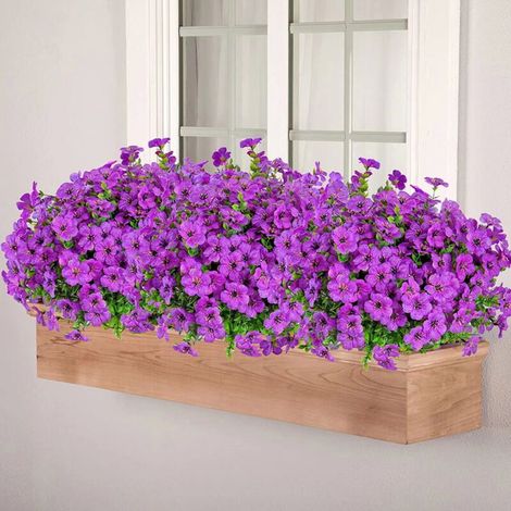 Bouquet de fleurs artificielles violettes à 7 branches pour la décoration extérieure et intérieure-AquaForge (1/4)