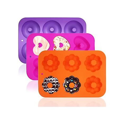 3er-Pack antihaftbeschichtete Silikon-Donutformen zur Herstellung von Donuts, Muffins, Cupcakes und Bagels (1/4)