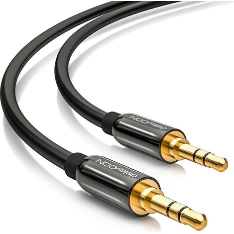 1,5m Câble Jack 3,5mm AUX Câble Audio Stéréo Fiche Jack Droite pour PC Laptop Smartphone Tablette Voiture Récepteur HiFi - Noir (1/5)
