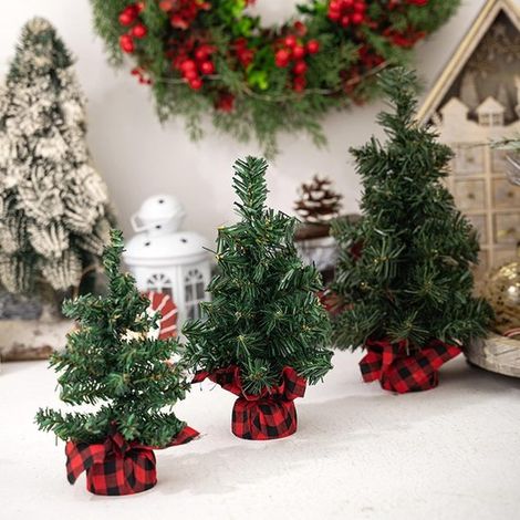 Árbol de Navidad,Mini Adornos Navideños Decorativos,Árbol de Navidad con Soporte y Decoraciones Festivas,Restaurante para Niños (1/5)