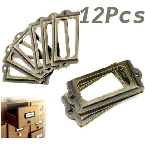 HOXILEELEO - Lot de 12 poignées de meuble en laiton antique 70mm x 33mm 24 vis incluses Pour armoires et tiroirs (1/5)