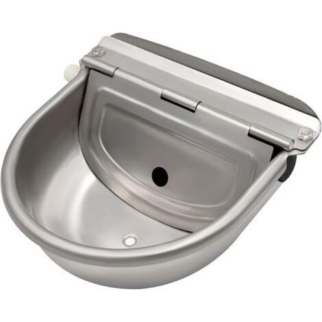 Abreuvoir à eau en acier inoxydable avec bouchon de vidange et valve à flotteur réglable pour cheval, chien, bétail, chèvre, mouton, cochon, abreuvoir automatique pour le bétail (1/4)