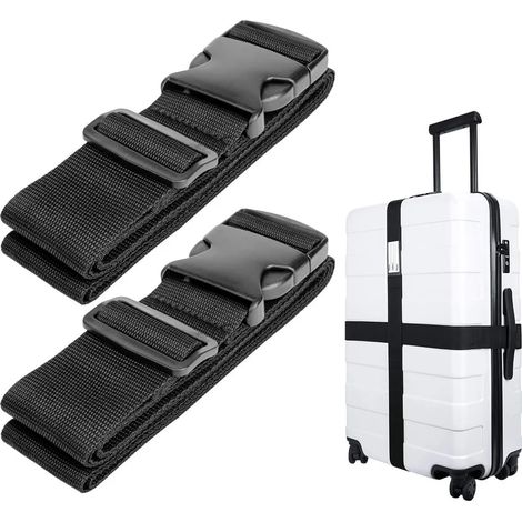 Sangle de bagage réglable, ceinture de valise avec boucle de sécurité pour valise, sac et bagage cabine, voyage (1/5)