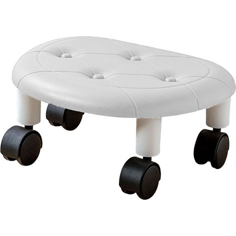 Low Roller Seating PU Surface Plastic Structure Movable Universal Wheels Stool for Living Room Baby Room White (1/4)