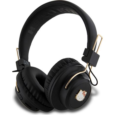 Hello Kitty Metall-Logo, runde Form – Bluetooth V5.3 kabellose On-Ear-Kopfhörer (schwarz) (1/4)