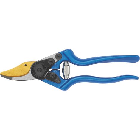 FELCO 6 Sécateur personnalisable Lame F-Gold / Poignées bleues – compact et léger, lame AuCo anti-corrosion, coupe 20 mm, poignées forgées, Swiss Made (1/3)