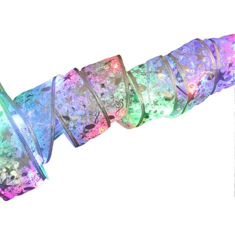 Ruban de Noël MengXi avec lumières LED, ruban d'emballage cadeau en tissu imperméable pour l'extérieur (1/5)