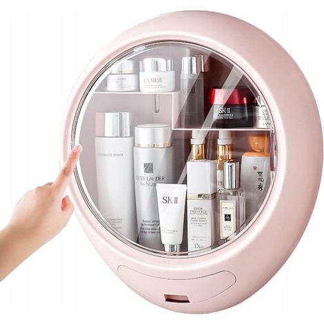 Scatola organizer per cosmetici e gioielli da appendere, rosa, da parete. (1/5)