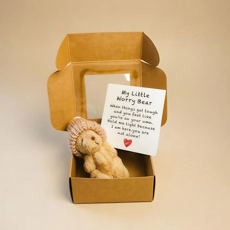 Ours en peluche – Livré avec une carte d'encouragement un cadeau attentionné pour la famille, les amis et les collègues (marron clair). (1/5)
