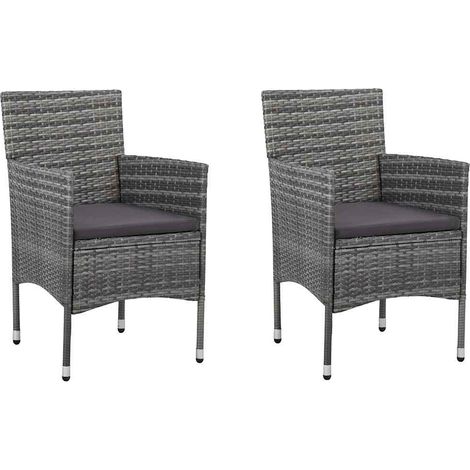 Lot de 2 Chaises de salle à manger de jardin - Chaises à dîner de jardin Résine tressée Gris BV959496 - BonneVie (1/5)