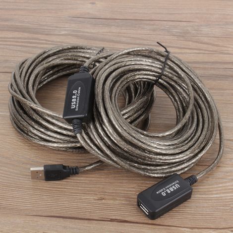 Câble d'extension USB 2.0 Type A Mâle vers Femelle 20 mètres Noir