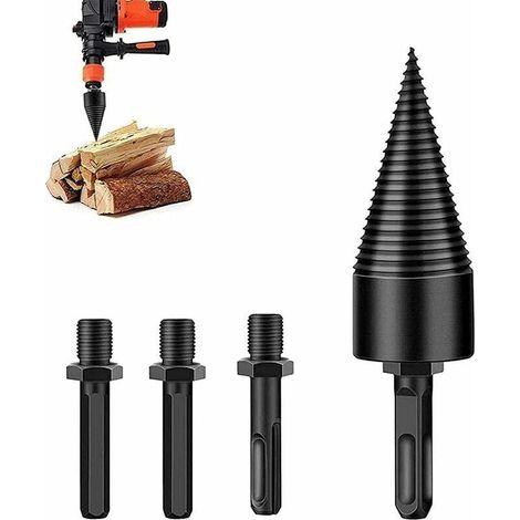 32mm Fendeuse de BûChes Fendeuse à Bois,Conducteur feu Fendeuse Perceuse Robuste Vis CôNe Bois Outil de Coupe Avec Tige Hexagonale Visseuse à CôNe Bois Fendeuse de Bois Splitter de Bois (32mm) (1/5)