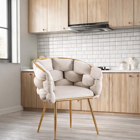 Fauteuil beige en métal 70 x 59 x 75 cm (1/5)