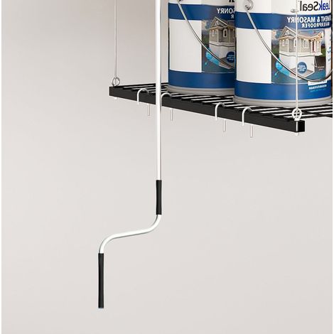 Étagère de plafond en acier 120x120 cm avec système à manivelle et verrouillage manuel, capacité 113 kg pour garages hauteur 3-3,6 m (1/5)