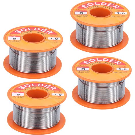 4 morceaux de fil à souder avec flux d'étain, haute pureté, sans nettoyage nécessaire, rouleau, 50 g, 1 mm (1/5)
