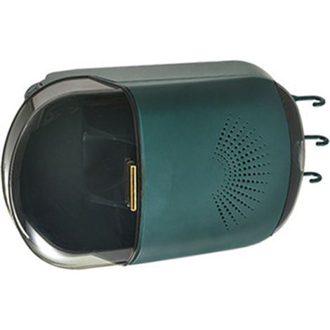 Staubdichter, wandmontierter Essstäbchenhalter, 3 Fächer, großes Fassungsvermögen, Besteckaufbewahrungsbox mit Deckel, grün (1/5)