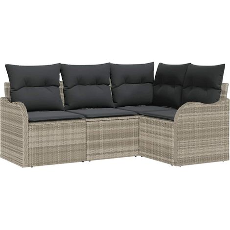 Maison Exclusive - Set Divano da Giardino 4 pcs Grigio chiaro polyrattan