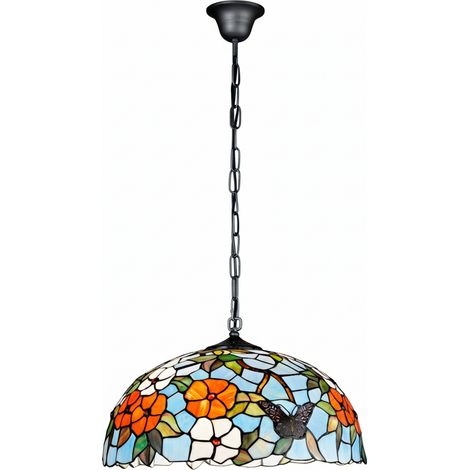 Lampadario Tiffany Vetro Multicolor 3 Luci E27 (1/2)