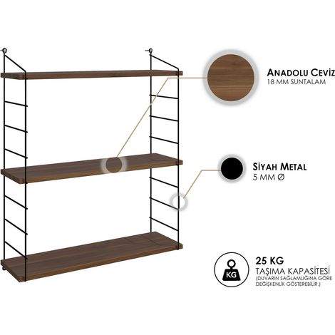 Mensola da parete, mensola portaoggetti Shelf Noce (1/5)