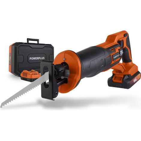 Dual Power Scie Sabre sans Fil POWDP25111 – 20V – Scie à Guichet à Batterie 2800 min-1 - avec 2.0 Ah Batterie et Chargeur