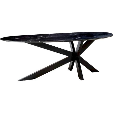 Table à manger élégante Trocadero noire - Noir intense avec touches de blanc (1/5)
