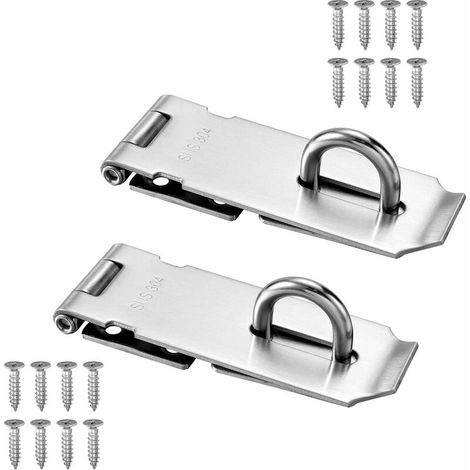 JKWG 2 pièces en acier inoxydable moraillon serrure de sécurité dispositif de verrouillage de porte moraillon cadenas porte pour fenêtre d'armoire (3 pouces) (1/5)