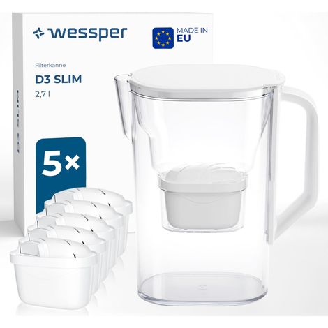 Carafe filtrante porte de réfrigérateur 2,7l, de 6 filtre - Blanc (1/5)