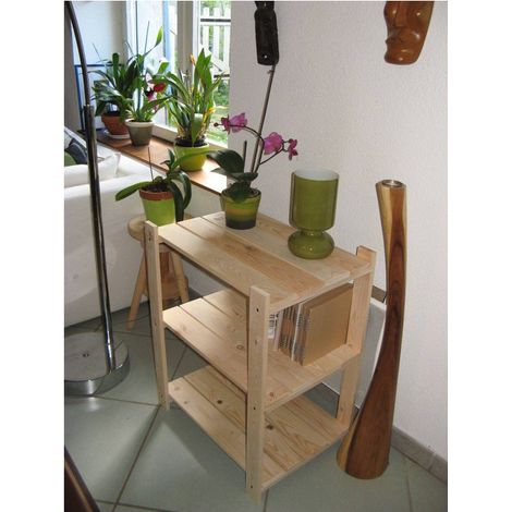 Étagère en bois de pin naturel 3 rayons – Dimensions 75x60x43 cm – Épaisseur 15 mm – Montage facile avec visserie incluse